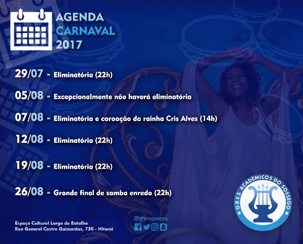 Acadêmicos do Sossego altera data de sua final de samba