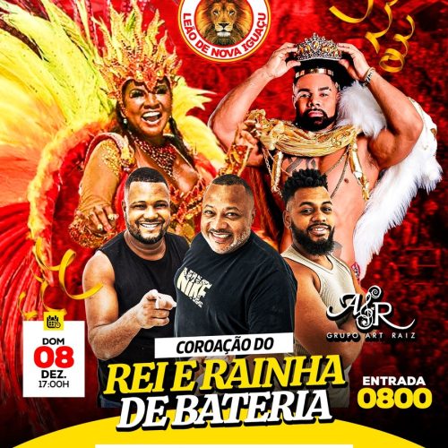 Leão de Nova Iguaçu coroará Rei e Rainha de bateria no domingo, 08
